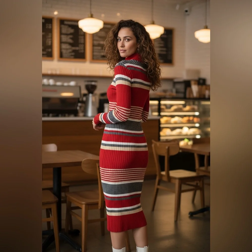 Long Sleeve winter  Dress. New no tags.Length 108cm houlder18 cmSizeM - Picture 4 of 10